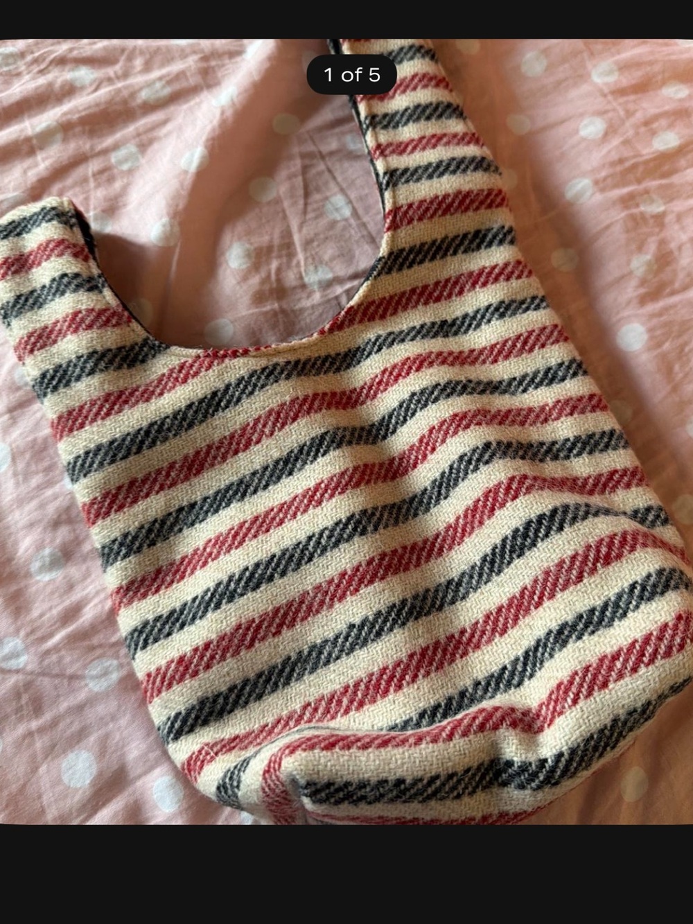 YAITO RED WHITE WOOL WOVEN BAG.